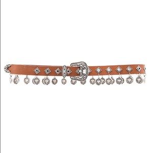 The Kooples Camel Leather Coin Belt S